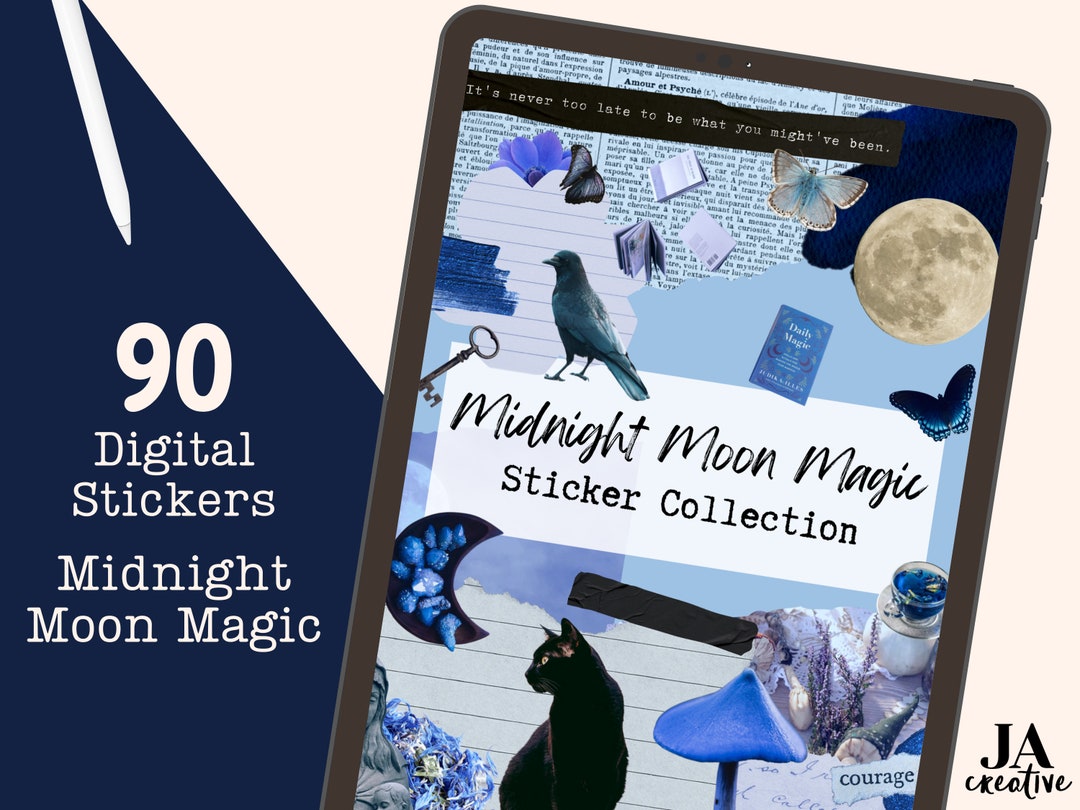 Digital Stickers Blue Moon Midnight Magic Lunar Witchy Digital Stickers ...