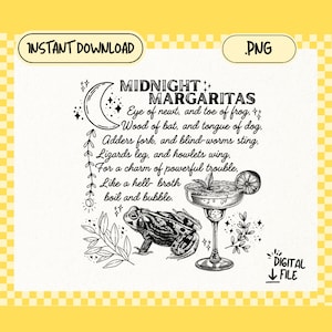 PNG Midnight Margaritas Practical Magic digitale downloadontwerp voor t-shirts, mokken, bekers, stickers en meer aquarel 3 ontwerpen