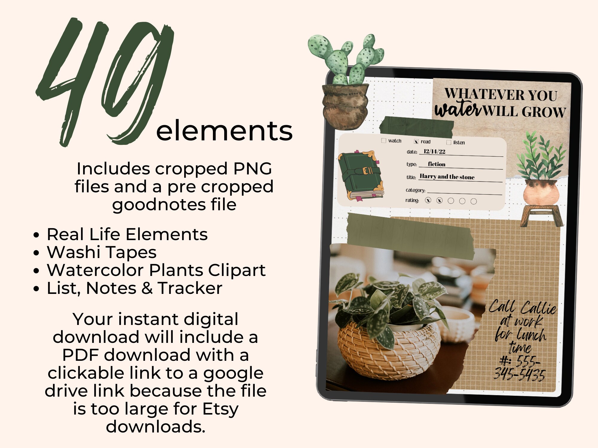 Houseplant Digital Sticker Set Goodnotes Green Plant Lady Stickers ...