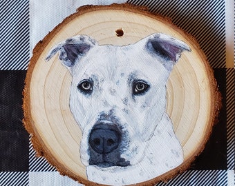 Custom Pet Ornament Acrylic Painting On Natural Wood Slice 3.5-4 inches- Home Office Decor