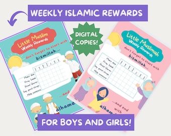 Weekly Islamic Rewards Printables for Boys and Girls - Digital and Printable Copies - Islamic Activities Tracker - Islamic Fun - Eid Gift