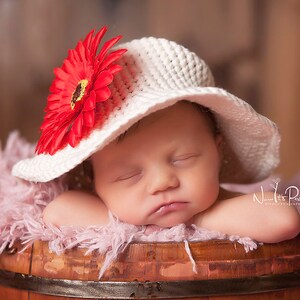 Hand Crochet Baby Sun Hat Pattern, Wire Brim, Newborn -6 Months (PDF Pattern) Photo Photography Prop #10