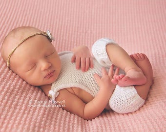 PDF Knitting Pattern Newborn Photo Prop Shortie Romper Overall Poser  #01