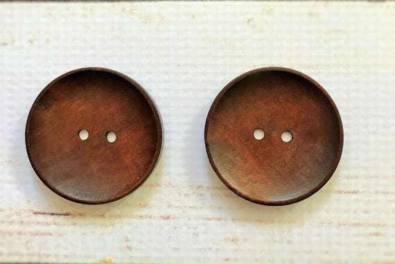 2 Extra Large Dark Wooden Buttons 2 Hole 45 mm Flatback Sewing Craft UK SELLER