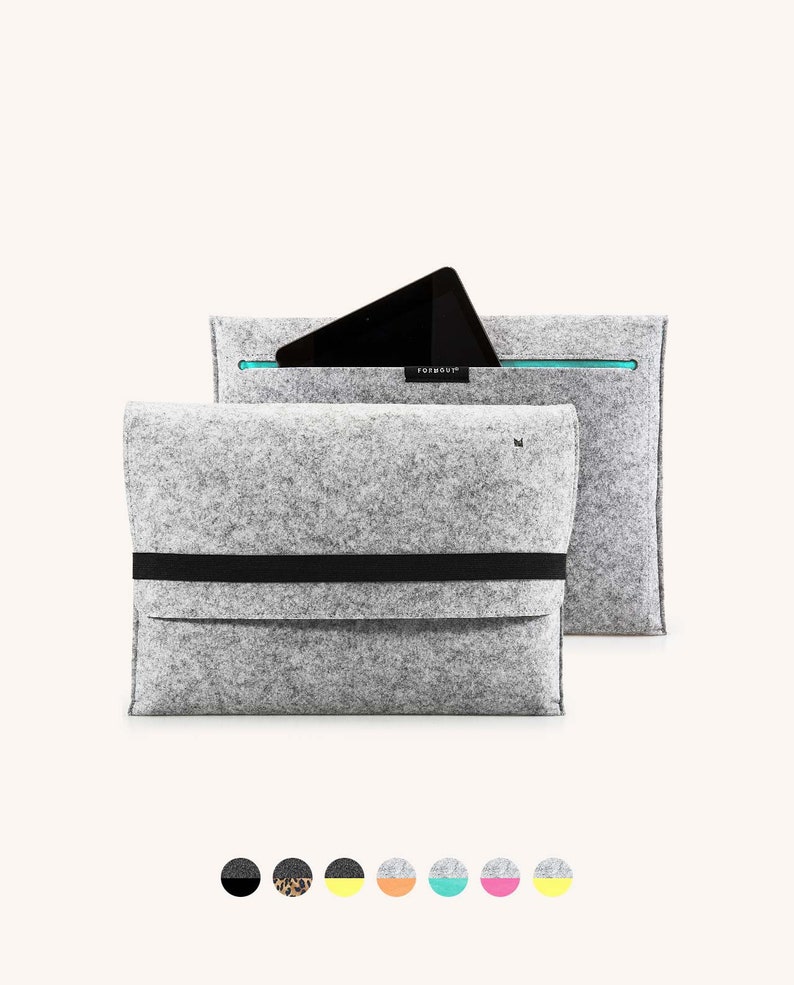 2012-2015 Cover Bag Case Notebook Laptop Sleeve Sleeve Light Grey Turquoise Felt Fabric Laptop Case for MacBook Pro 13 inch Retina