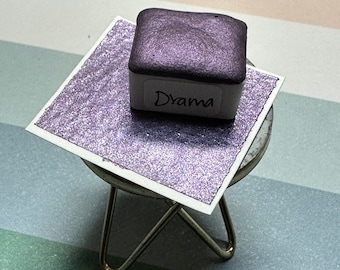 Drama - Handgemachte Lila Aquarell - Metallic Aquarell Pan - Artisan Aquarell - Handgemachte Farbe