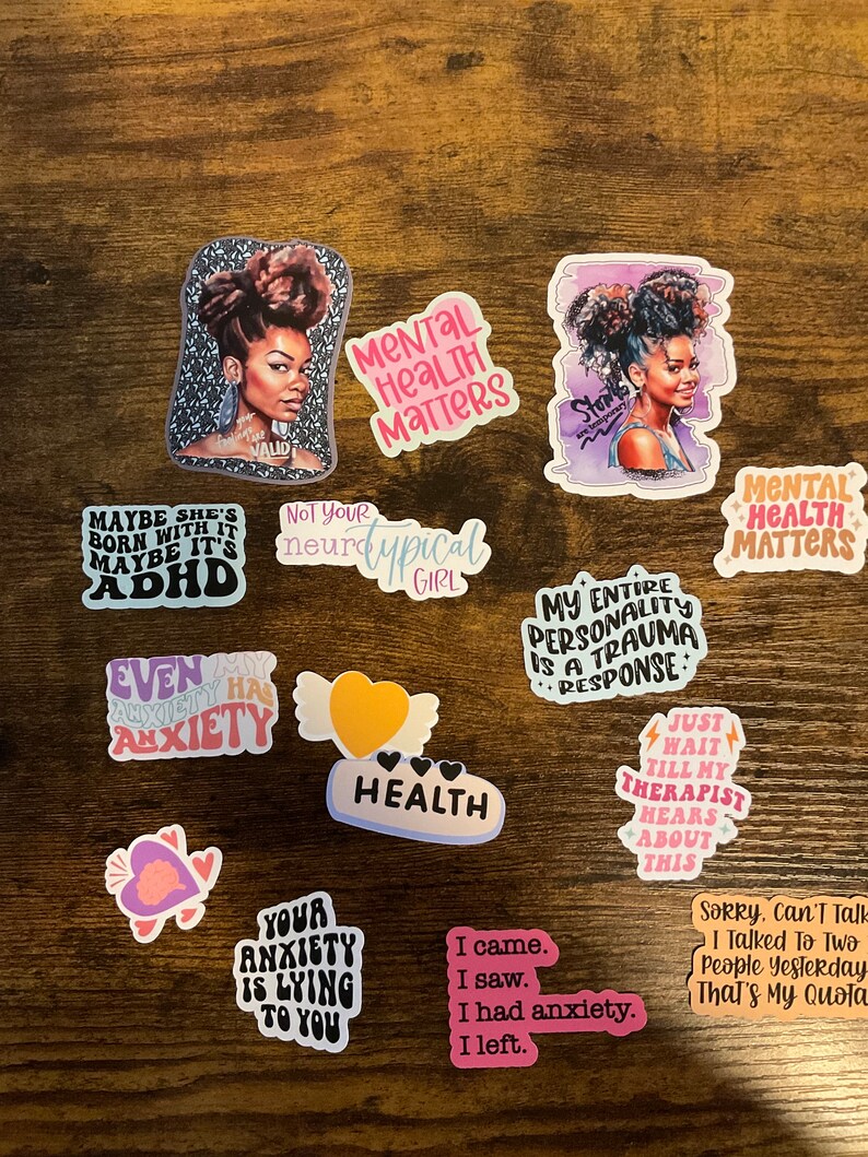 Mental Health Sticker Pack - Handmade Planner Stickers - African ...