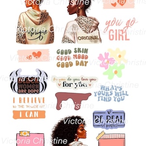 Stickerpakket solo-tijdperk - handgemaakte Afro-Amerikaanse stickers - zwarte vrouw plannerstickers - Black Girl-stickers