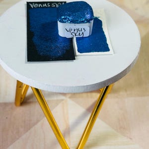 Venus Sky - Handmade Blue Watercolor - Metallic Chrome Watercolor Paint Pan - Blue Artisan Watercolor - Handmade Paint - Watercolor