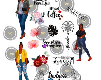 Planner Trio Sticker Pack - Black Woman Planner Stickers - African American Stickers - Black Girl Handmade Stickers
