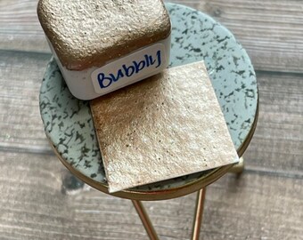 Bubbly - Handmade Watercolor - Metallic Watercolor Pan - Champagne Glitter Watercolor - Half Pan - Calligraphy - Lettering