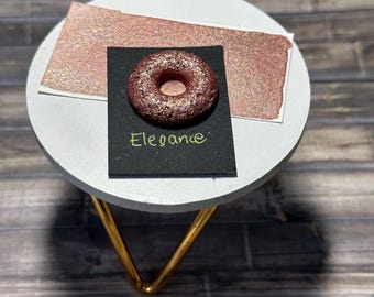 Elegance - Rose Gold Metallic Watercolor Paint Pan - Artisan Brown Handmade Glitter Watercolor