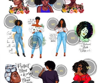 Fierce Ladies Sticker Pack - Black Women Inspirational Decals - African American Women Stickers - Handmade Black Girl Stickers