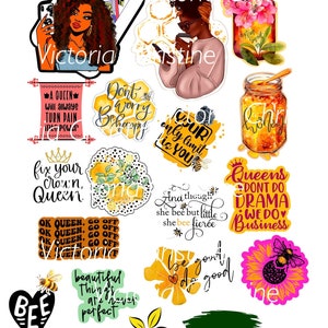 Stickerpakket Queen Bee - Stickers zwarte vrouwen - Afro-Amerikaanse stickers - Black Girl Planner Stickers