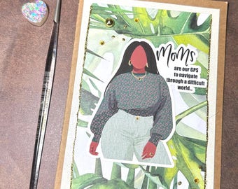 Black Mom Card - Handmade African American Greeting Cards - Black Girl Card - Black Woman Cards