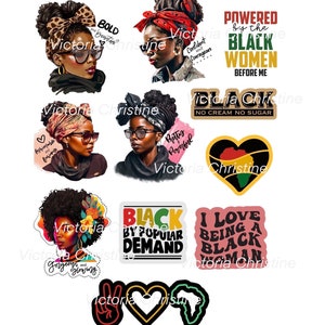 Pack d'autocollants audacieux et beaux - Stickers agenda fille noire - Stickers faits main femme noire - Stickers afro-américains