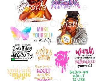 Adulting Sticker Pack - Handmade Planner Stickers - African American Women Planner Stickers - Black Girl Planner Stickers