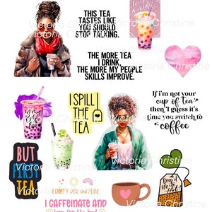 Eu tenho o chá - Adesivos afro-americanos feitos à mão - Adesivos temáticos de chá para mulheres negras - Adesivos de planejador para meninas negras