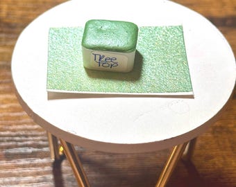 Tree Top -  Green Metallic Watercolor Pan - Artisan Handmade Watercolor Pans