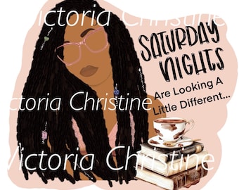 Pegatinas para sesión de lectura nocturna - Pegatinas individuales hechas a mano de chica negra - Pegatinas de libros afroamericanos - Pegatina impermeable de mujer negra