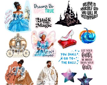 Once Upon a Time - A Black Fairytale Sticker Pack - Black Girl Planner Decals - African American Princess Dolls - Handmade Stickers