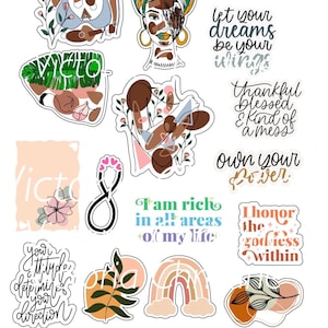 Stickers femme noire - Stickers abstraits afro-américains heureux planificateur - Stickers faits main inspirants fille noire