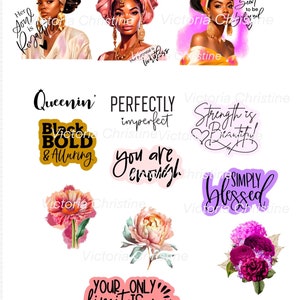 Queen Royalty Sticker Pack - African American Handmade Stickers - Black Woman Stickers - Black Girl kindle Stickers