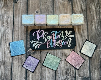 Phantom Illusions Watercolor Paint Palette - Handmade Iridescent Watercolor Paint Set