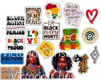 Stickers HERstory noirs - Stickers agenda du mois de l'histoire des Noirs - Stickers culture afro-américaine - Stickers fille noire