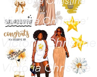 É uma Celebração - Adesivos Artesanais Afro-Americanos - Adesivos de Mulheres Negras - Adesivos de Meninas Negras