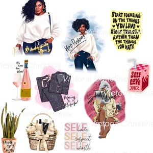 True Self Sticker Pack - Handgemachte afroamerikanische Aufkleber - Selbstliebe schwarze Frauen Aufkleber - schwarze Mädchen Planer Aufkleber