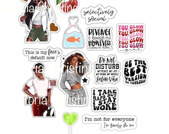 Just Me - Handmade Black Girl Stickers - African American Woman Decals