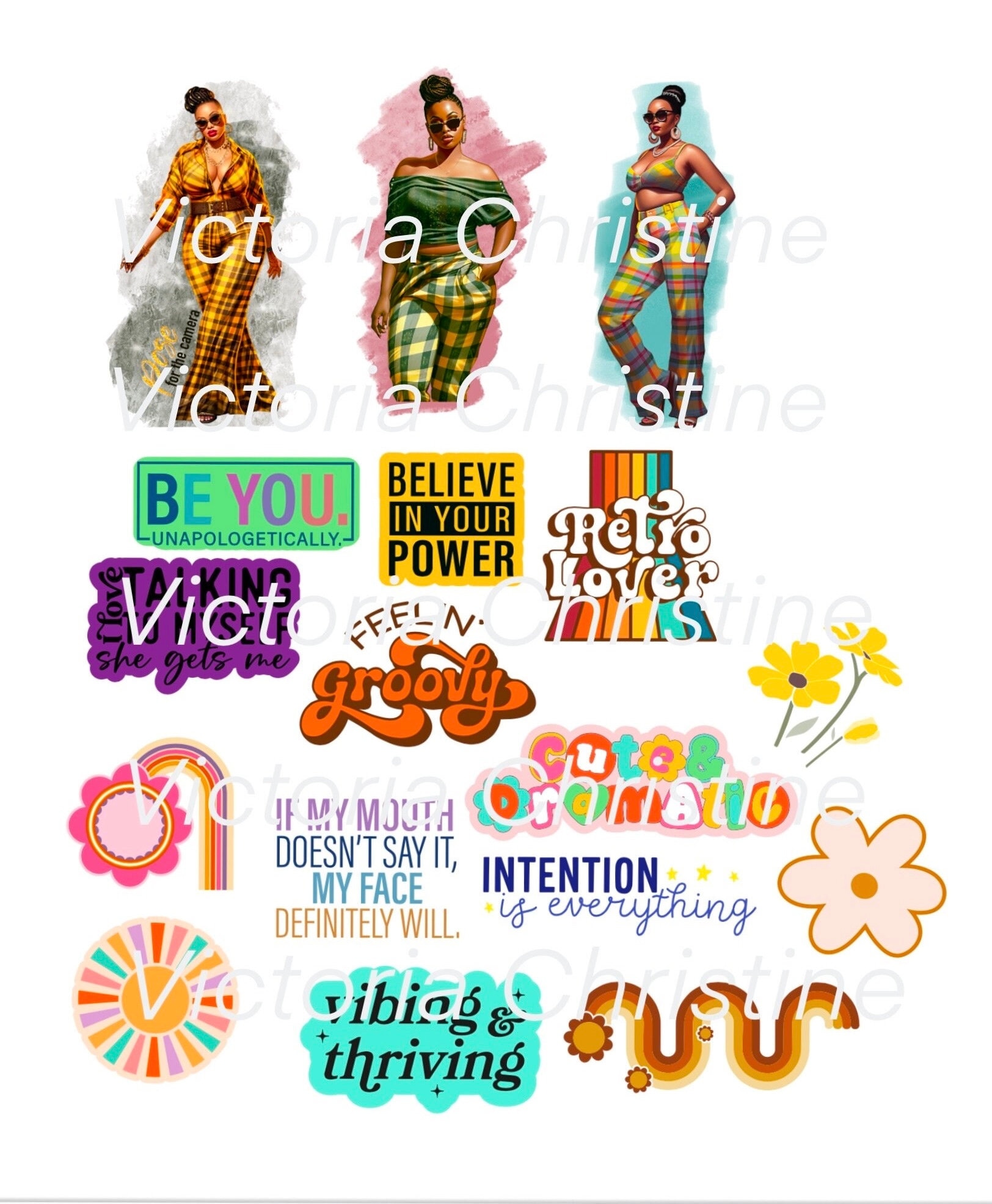 Retro Sticker Pack - Handmade Planner Stickers - African American Women ...