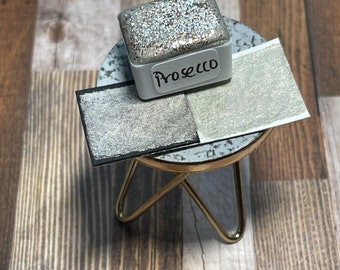 Prosecco - Handmade Watercolor Pans - Metallic Watercolor Pan - Champagne Glitter Watercolor - Half Pan - Calligraphy