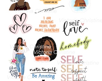 Healing Journey - Black Girl Handmade Stickers - Black Woman Stickers - African American Stickers - Planner Stickers