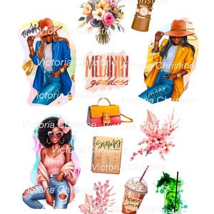 Paquete de pegatinas Spring Forward: pegatinas de primavera afroamericanas hechas a mano: pegatinas de niña negra: pegatinas de planificador de mujer negra