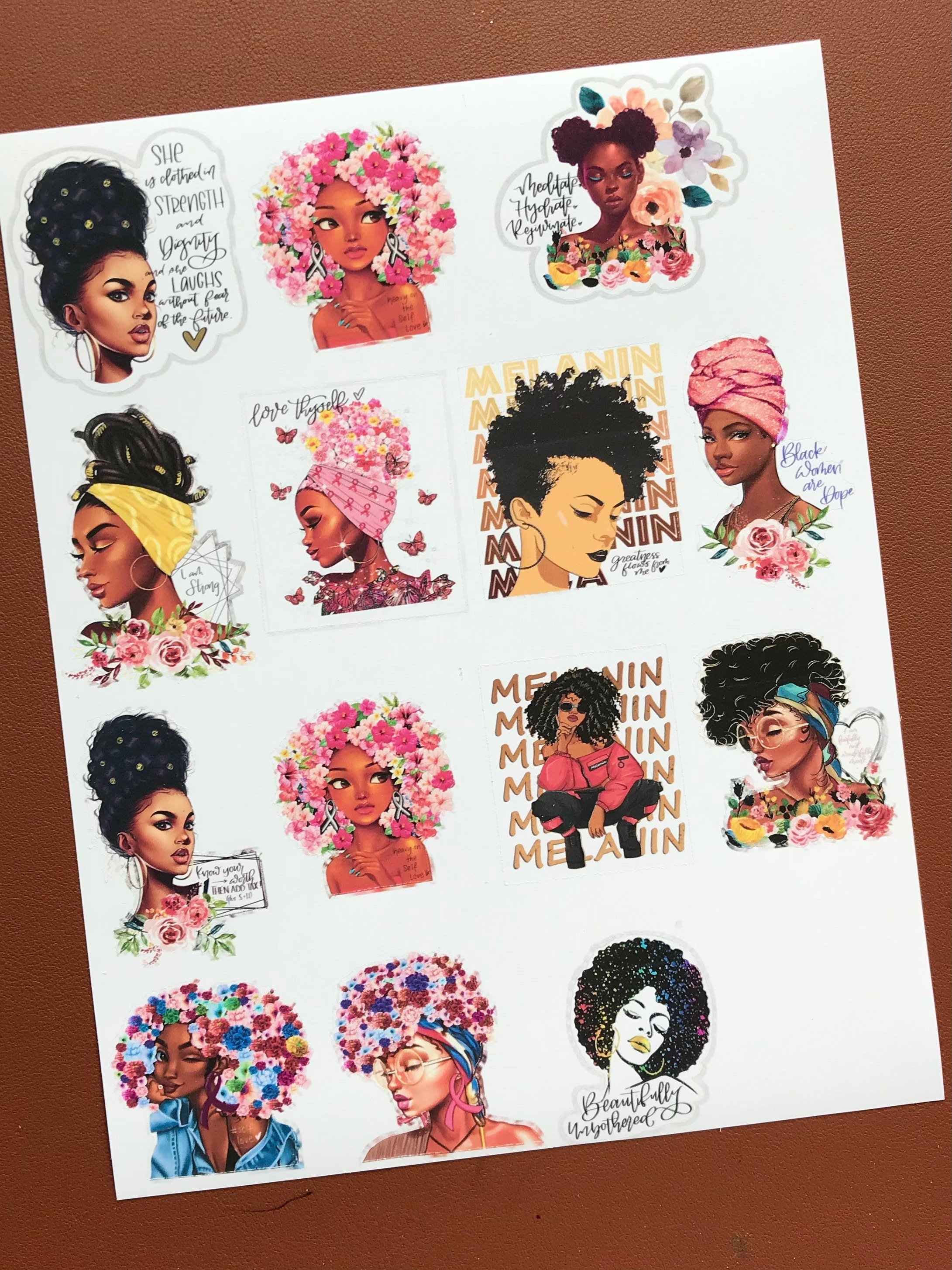 black-woman-stickers-african-american-planner-stickers-etsy