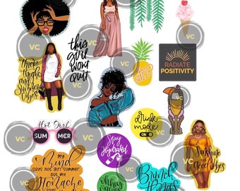 Hot Girl Summer Stickers - Black Girl Stickers - Black Woman Summer Journal Stickers - African American Planner Stickers