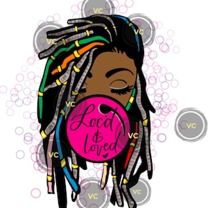 Locks Der Liebe - Afroamerikanerfrau mit Locks - Schwarze Mädchen Handgemachte Planer Aufkleber - Schwarze Naturhaar Aufkleber