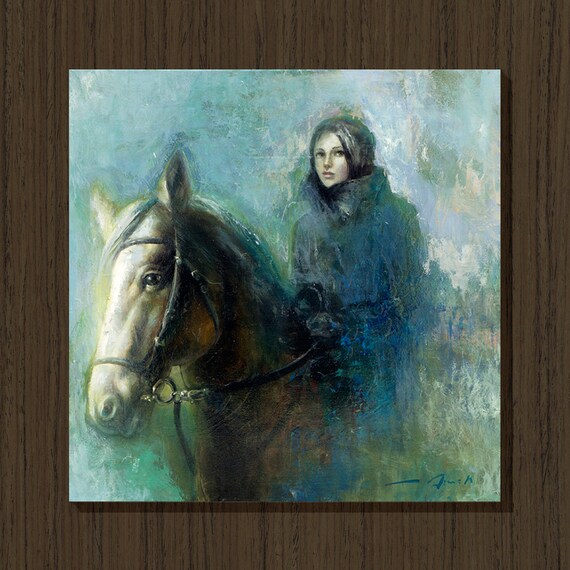 EQUESTRIAN PIN-UP GIRL HORSE HORSEBACK RIDING OUTFIT VINTAGE CANVAS ART PRINT