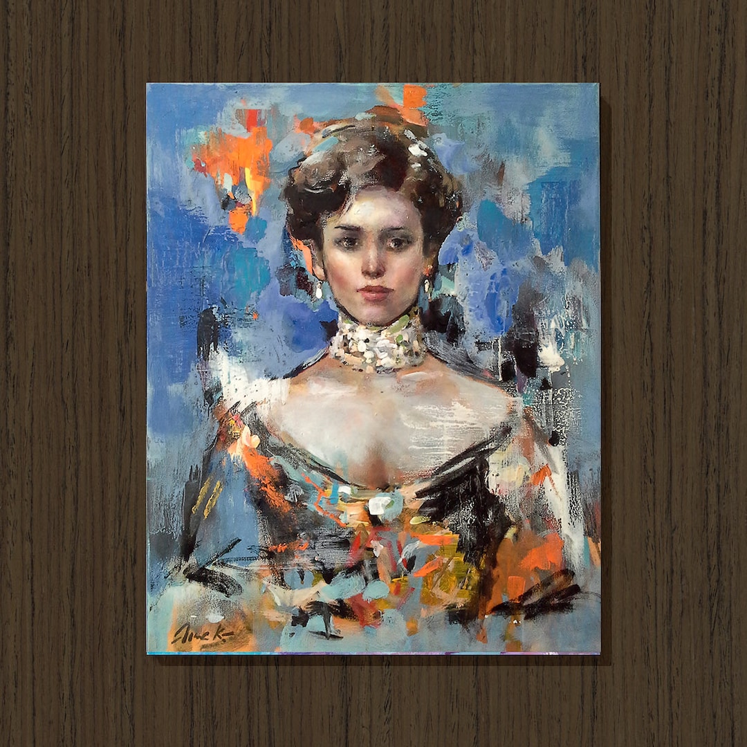 VICTORIAN LADY Original Oil Painting on 20x16 Canvas by Dima K Girl ...