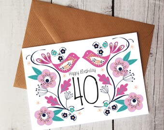 Carte De Voeux 65e 65e Oiseau Carte Danniversaire 65e Etsy