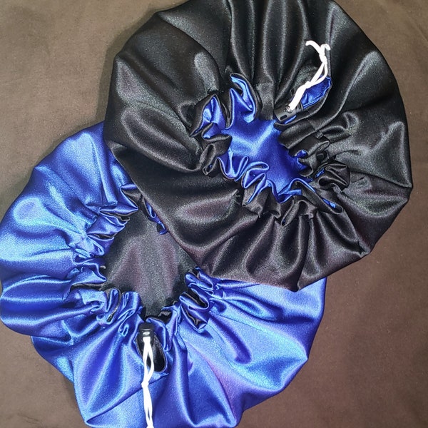 Reversible Satin Bonnets, Adjustable Elastic, Reusable, Reversible, Chord stopper, Satin Bonnets, long satin bonnets, braid bonnets