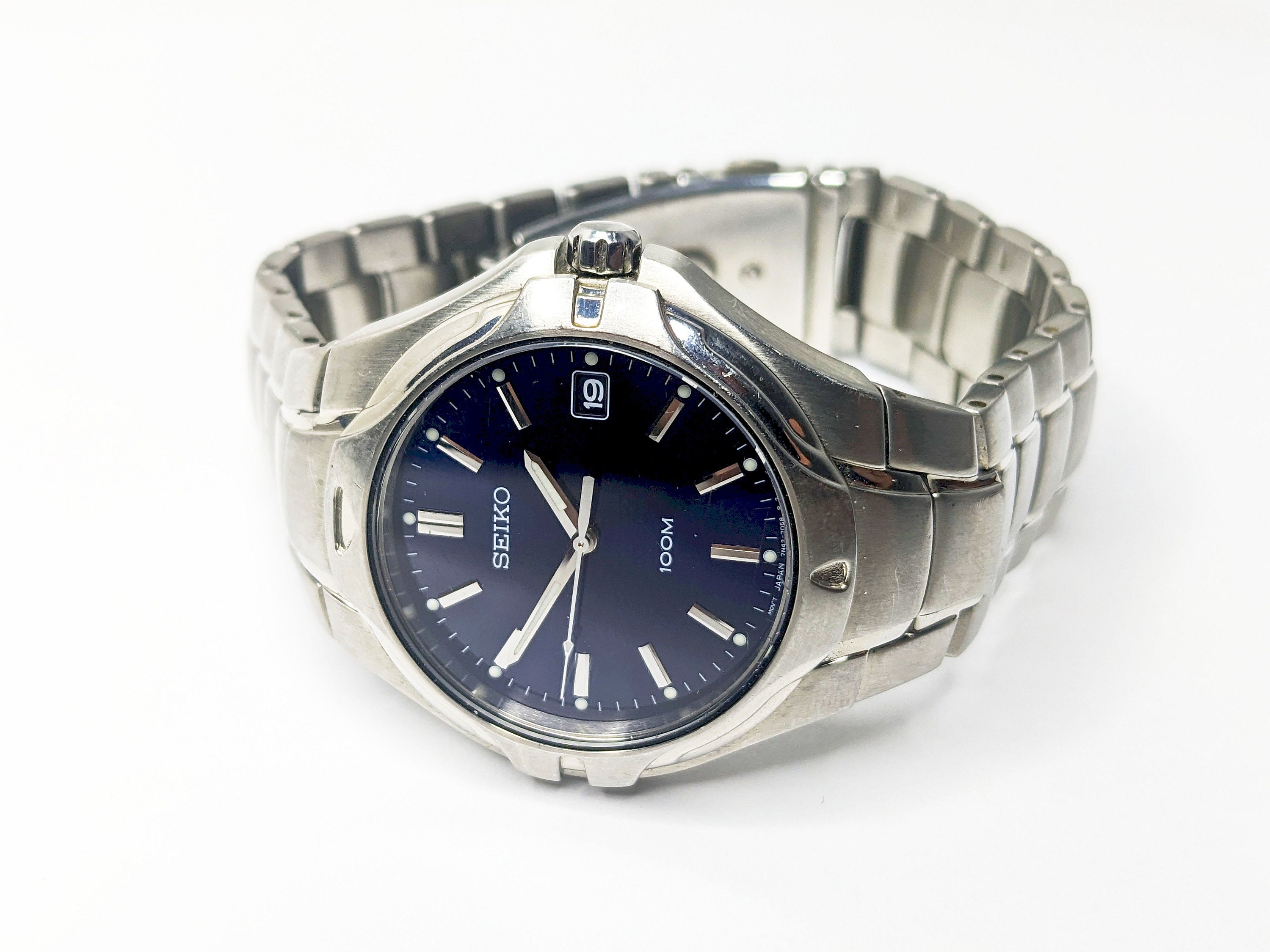 Vintage Seiko 7N42-7C00 100m WR Stainless Steel Band Cobalt - Etsy Australia