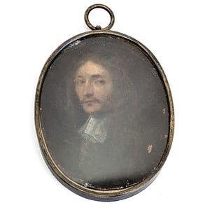 OOAK Antique 17th Century Dutch Gentleman Diplomat Miniature Oil Painting on Copper with Sterling Frame, Fine Art, Antique Painting