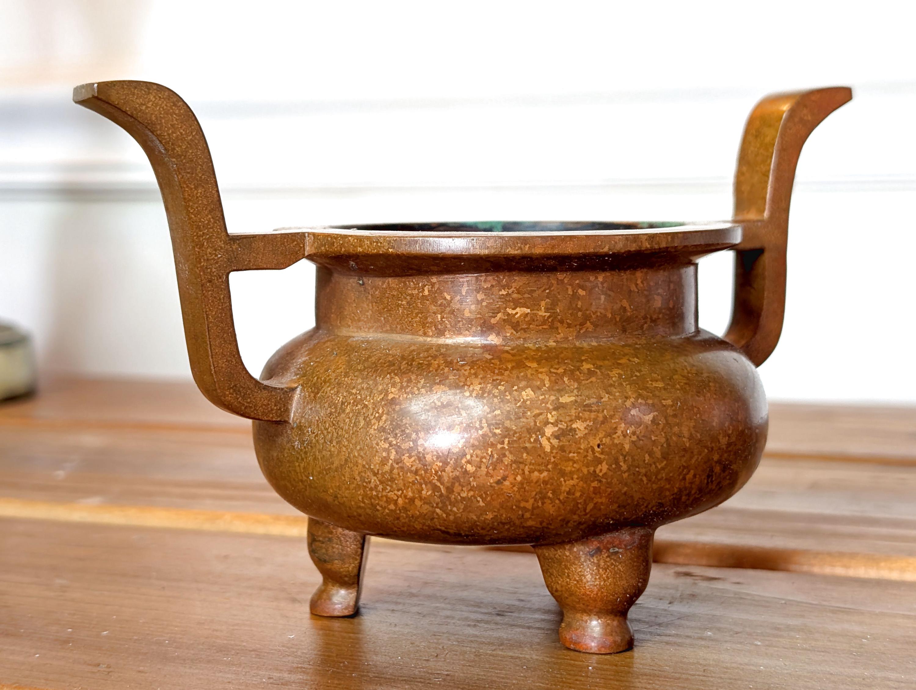 アンティーク雑貨 metzeler pvc Antique Chinese China Xuande Footed Gold Splashed Bronze Tripod