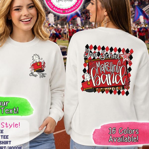 Custom Marching Band Shirt | Personalized Band Tee, Bella+Canvas Shirt, Custom Sweatshirt Hoodie, School Spirit Gift, Band Mom Shirt