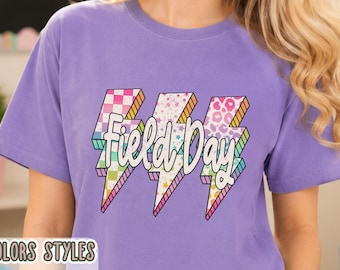 Field Day Shirt, Comfort Colors Tee, Lightning Bolt Teacher Shirt, Retro Field Day Sweatshirt, Hoodie, School Spirit Shirt