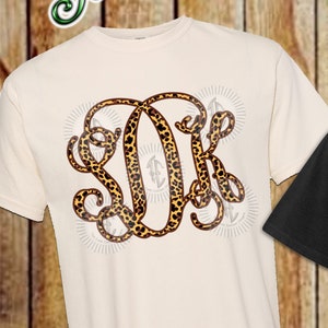 Monogram Leopard Comfort Colors Big Monogram Leopard Print Custom Tee Personal Monogram ...