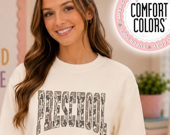 Preschool Teacher Shirt, Camo Teacher Tee, Comfort Colors Shirt, Retro Teacher Sweatshirt, Teacher Hoodie, Teacher Gift